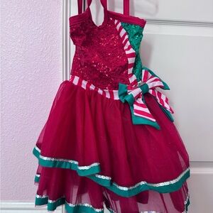 Weissman Red and Green Sequin Kids Dance Costume